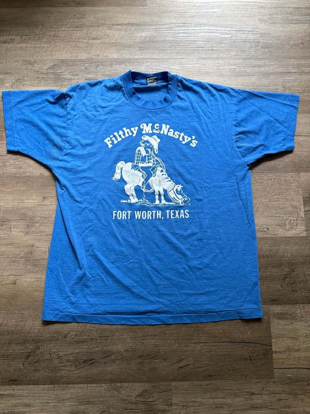 Best Fort Worth Texas Stockyards T-Shirt Size XL Blue Retro Western